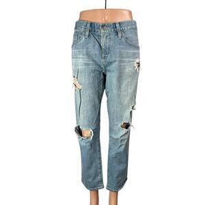 Adriano Goldschmied Distressed Slouchy Slim Boyfriend Denim Jeans Pants Size 28R